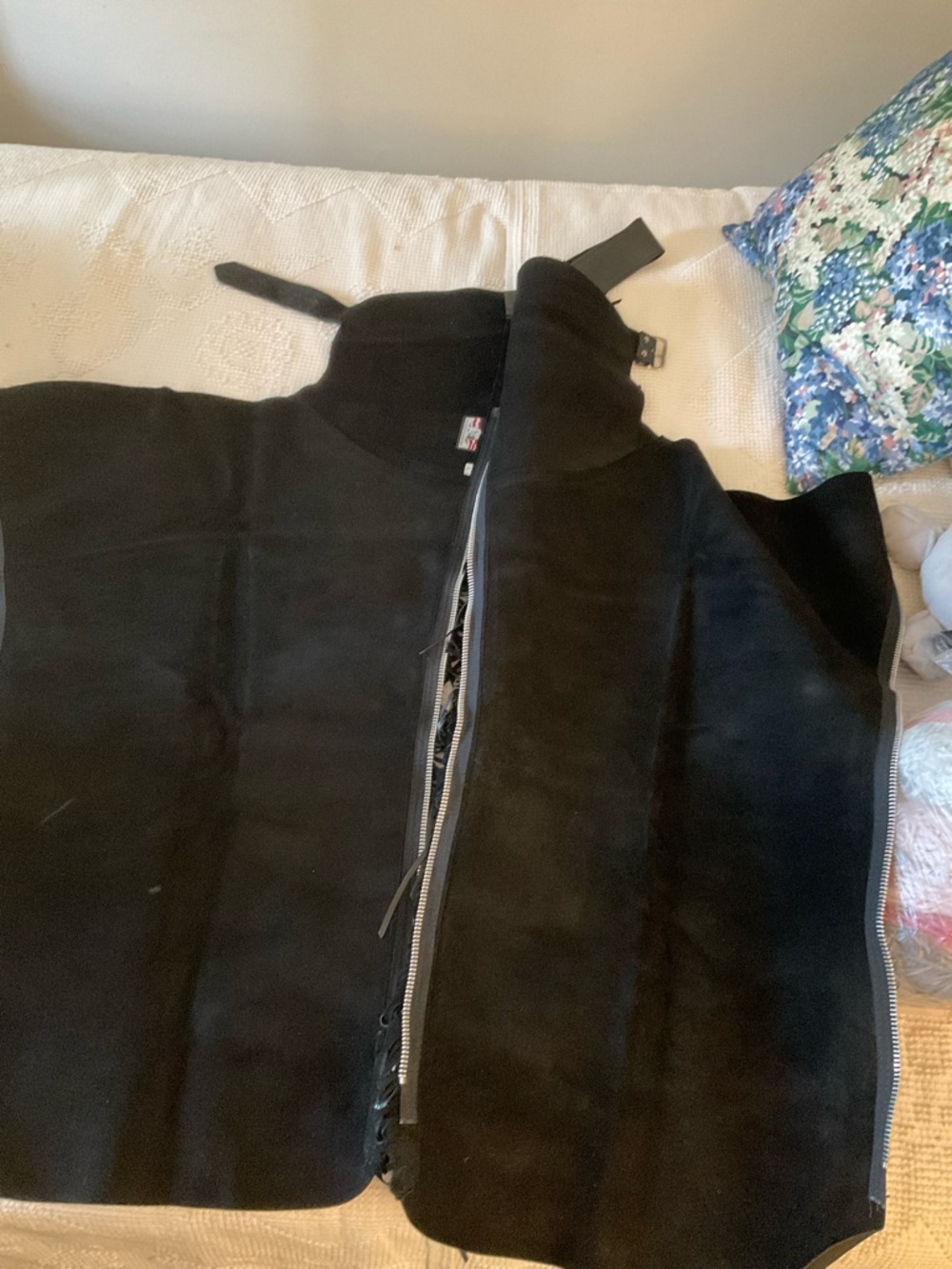 Black Fringe Leather Motorcycle Chaps - Women EUC - Picture 3 of 10